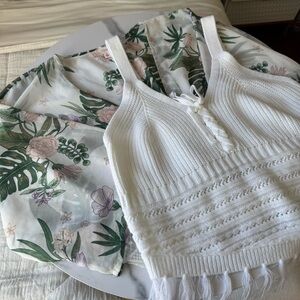 White Knit Fringe Crop Top
